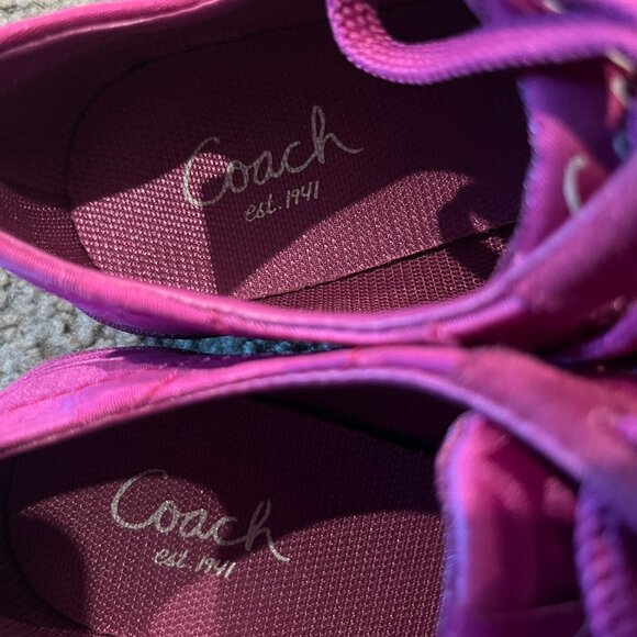 COACH BELINA SIGNATURE LOGO FUSCHIA PINK SNEAKERINAS  BALLET FLAT SNEAKERS 5.5M - Picture 6 of 9